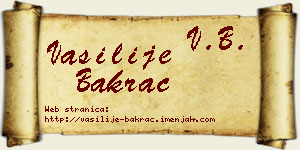 Vasilije Bakrač vizit kartica